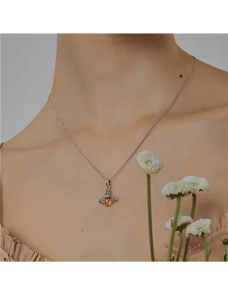 BAMOER κολιέ μέλισσα SCC035+SCA010-45 με κυβική ζιρκόνια, ασήμι 925, ασημί