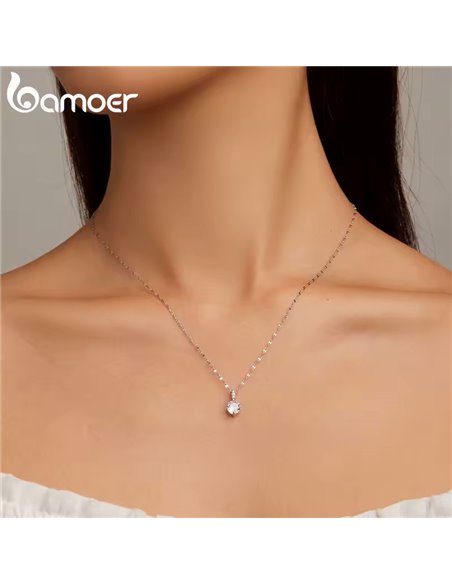 BAMOER κολιέ BSN273 με κυβική ζιρκόνια, ασήμι 925, ασημί