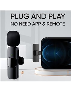 APEXEL ασύρματο μικρόφωνο APL-MIC003, USB-C, 2.4GHz, μαύρο