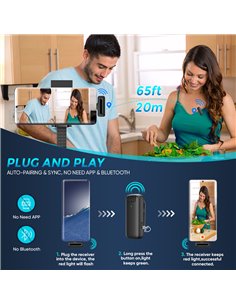 APEXEL ασύρματο μικρόφωνο APL-MIC007 με θήκη φόρτισης, USB-C, 2.4GHz, μαύρο