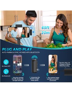 APEXEL ασύρματο μικρόφωνο APL-MIC013 με θήκη φόρτισης, Lightning, 2.4GHz, μαύρο