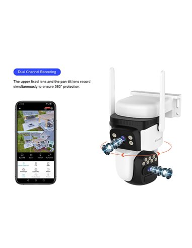 VSTARCAM smart ηλιακή κάμερα CB621DR, dual lens, 3MP, WiFi, SD, PTZ, IP66