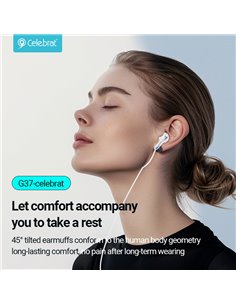 CELEBRAT earphones με μικρόφωνο G37, USB-C σύνδεση, 14.2mm, 1.2m, μαύρα
