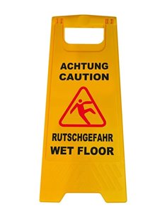 Προειδοποιητική πινακίδα "caution wet floor" 520112, 21-30x58cm, κίτρινη
