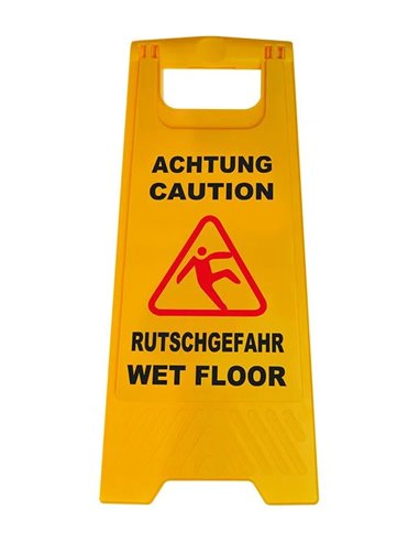 Προειδοποιητική πινακίδα "caution wet floor" 520112, 21-30x58cm, κίτρινη