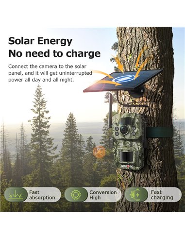 SECTEC smart ηλιακή κάμερα κυνηγού ST-HC809, 3MP, 4G, PIR, SD, IP66