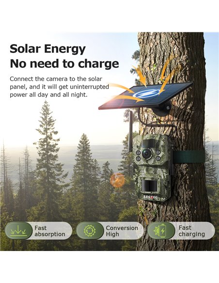 SECTEC smart ηλιακή κάμερα κυνηγού ST-HC809, 3MP, 4G, PIR, SD, IP66