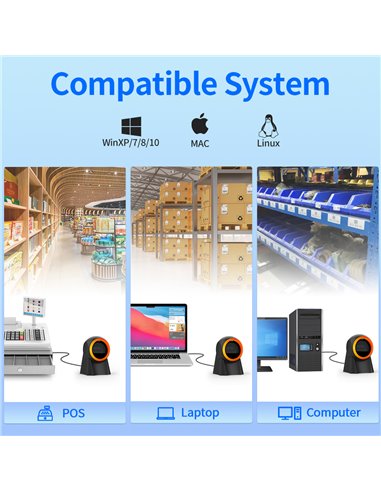 GTCODESTAR επιτραπέζιο barcode scanner GT-8800F, 1D & 2D, ενσύρματο, μαύρο