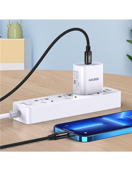 KAKUSIGA καλώδιο Lightning σε USB-C KSC-970, 27W, 480Mbps, 1m, μαύρο