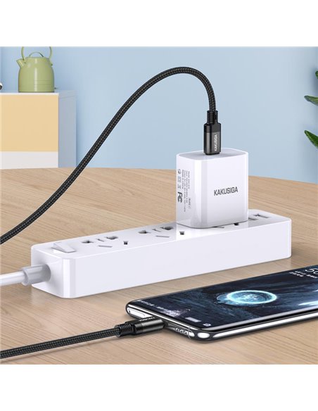 KAKUSIGA καλώδιο USB-C σε USB-C KSC-970, 60W, 480Mbps, 1m, μαύρο