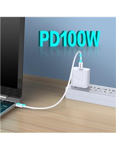 KAKUSIGA καλώδιο USB-C σε USB-C KSC-653, 100W, 480Mbps, 25cm, λευκό