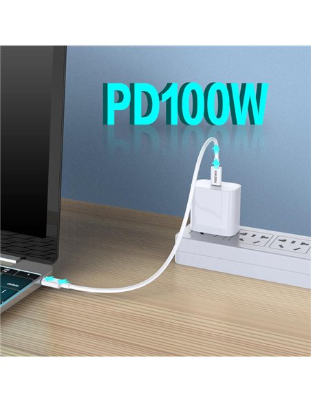 KAKUSIGA καλώδιο USB-C σε USB-C KSC-653, 100W, 480Mbps, 25cm, λευκό