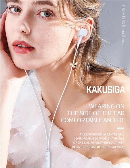 KAKUSIGA earphones με μικρόφωνο KSC-1303, 3.5mm σύνδεση, 10mm, 1.1m, μαύρα