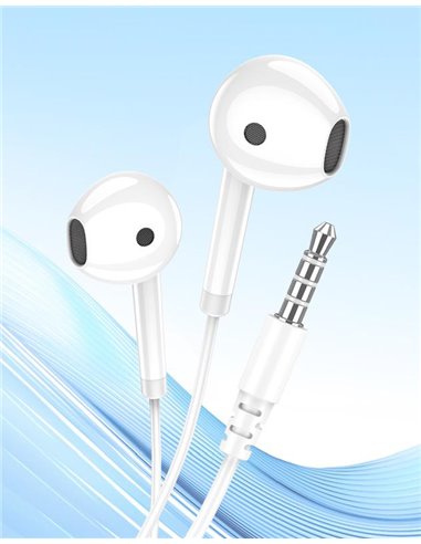 KAKUSIGA earphones με μικρόφωνο KSC-1301, 3.5mm σύνδεση, 14mm, 1.1m, λευκά