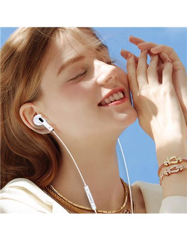 KAKUSIGA earphones με μικρόφωνο KSC-727, USB-C σύνδεση, 14.2mm, 1.2m, λευκά