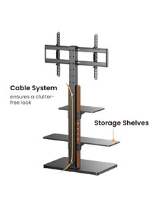 POWERTECH βάση τηλεόρασης δαπέδου PT-1422, 32-75", έως 40kg, με ράφια
