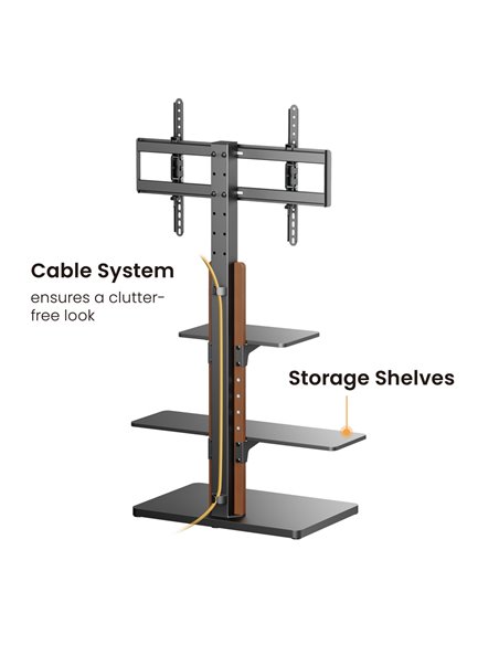 POWERTECH βάση τηλεόρασης δαπέδου PT-1422, 32-75", έως 40kg, με ράφια