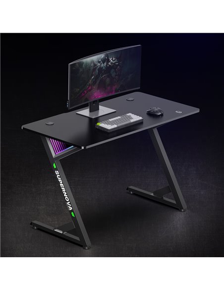 BRATECK gaming γραφείο GMD14-1 με RGB φωτισμό, 120x60x75cm, μαύρο