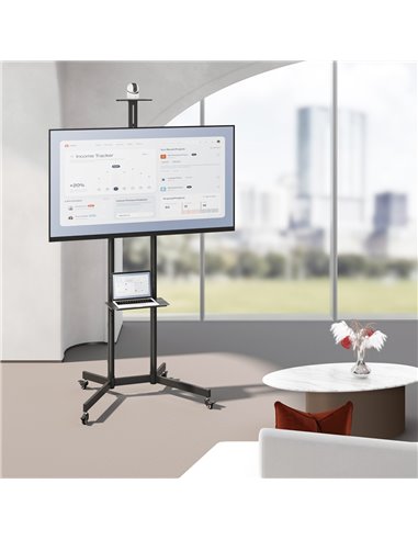 BRATECK βάση τηλεόρασης δαπέδου T1042T, 37-70", έως 45kg, με ράφια & ροδάκια
