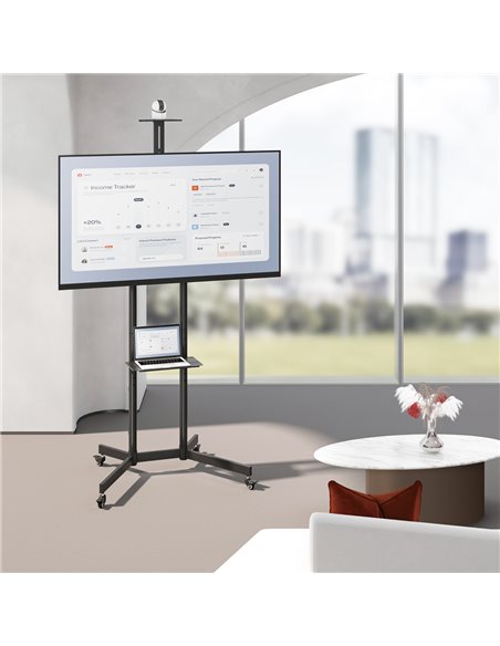 BRATECK βάση τηλεόρασης δαπέδου T1042T, 37-70", έως 45kg, με ράφια & ροδάκια