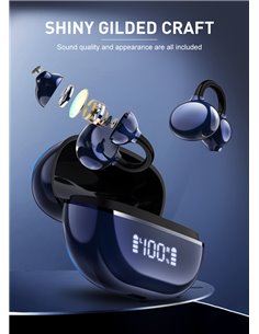 LDNIO earphones με θήκη φόρτισης T09, OWS, Φ10mm, 35/400mAh, μπλε