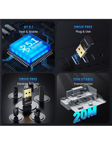USAMS USB αντάπτορας Bluetooth 5.1 ZB321, μαύρος