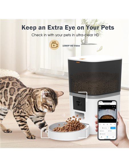 BRUNO smart ταΐστρα κατοικίδιων BRN-0237 με κάμερα 2MP, 6L, WiFi, λευκή