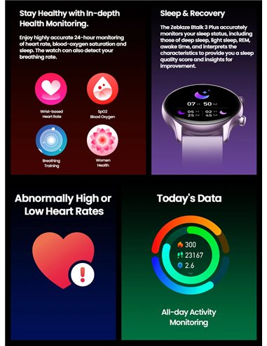 ZEBLAZE smartwatch Btalk 3 Plus, heart rate, 1.39" IPS, μαύρο