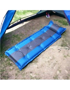 HOME USE αυτοφούσκωτο στρώμα HUH-0237 με μαξιλάρι, μονό, 192x60x3cm, μπλε/γκρι