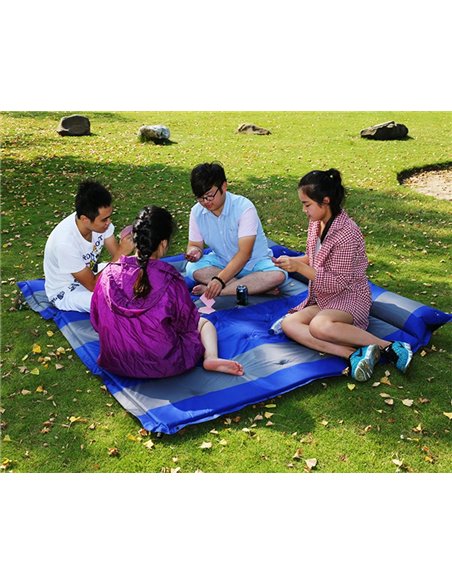 HOME USE αυτοφούσκωτο στρώμα HUH-0238 με μαξιλάρι, διπλό, 192x132x3cm, μπλε/γκρι