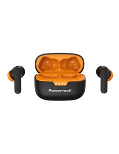 POWERTECH earphones με θήκη φόρτισης PT-1431, True Wireless, 40/400mAh, ANC & ENC, μαύρα