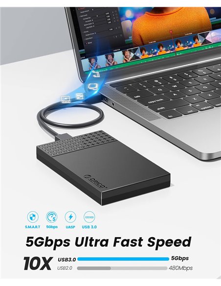 ORICO θήκη για 2.5" SATA HDD/SSD 2526U3-V1, 5Gbps, μαύρη