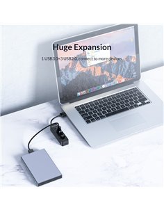 ORICO USB hub TWU32-4A, 4x θυρών, USB 3.0, 5Gbps, USB σύνδεση, έξτρα τροφοδοσία, μαύρο