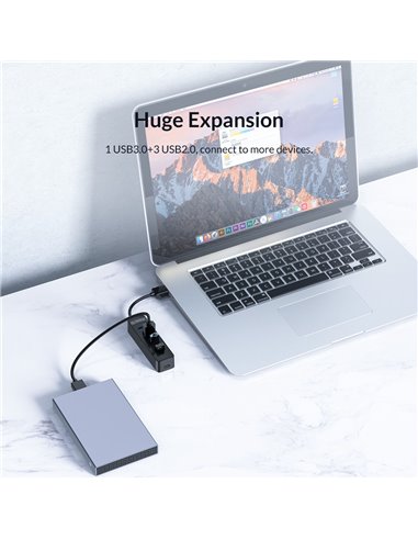 ORICO USB hub TWU32-4A, 4x θυρών, USB 3.0, 5Gbps, USB σύνδεση, έξτρα τροφοδοσία, μαύρο
