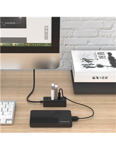 ORICO USB hub W5P-U3, 4x θύρες USB 3.0 5Gbps, USB σύνδεση, 1m καλώδιο, μαύρο