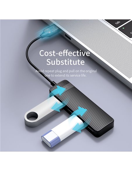 ORICO USB hub FL02, 4x θυρών, USB 2.0, 480Mbps, USB σύνδεση, μαύρο