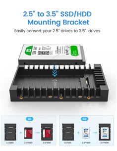 ORICO tray 3.5" για 2.5" HDD/SSD 1125SS-V1, 6Gbps, μαύρο