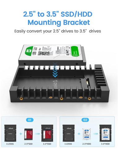 ORICO tray 3.5" για 2.5" HDD/SSD 1125SS-V1, 6Gbps, μαύρο