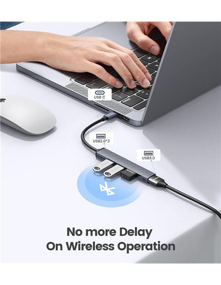 ORICO USB hub AHC2-4A, 4x θυρών, USB 3.0, 5Gbps, USB-C σύνδεση, γκρι