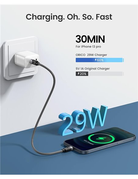 ORICO καλώδιο Lightning σε USB-C C2L, 29W, 480Mbps, 1m, μαύρο