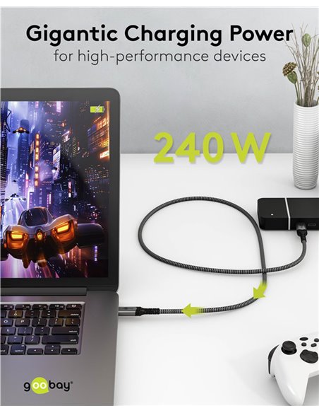 GOOBAY καλώδιο USB-C 74212, USB4, 240W, 40Gbps, 8K/60Hz, 1.5m, γκρι