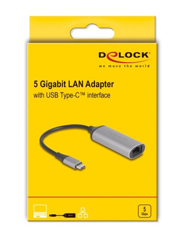 DELOCK αντάπτορας δικτύου 81570, USB-C, 5Gbps Ethernet, ασημί