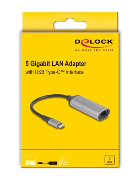 DELOCK αντάπτορας δικτύου 81570, USB-C, 5Gbps Ethernet, ασημί