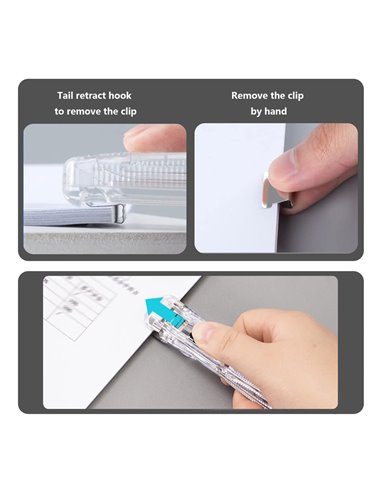 MP συρραπτικό τύπου κλιπ PA109 με 8x επαναχρησιμοποιήσιμα κλιπ, 45 φύλλα, διάφανο