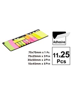 MP αυτοκόλλητα χαρτάκια σημειώσεων PN822, 11x 25τμχ, χρωματιστά