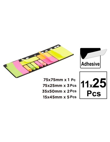 MP αυτοκόλλητα χαρτάκια σημειώσεων PN822, 11x 25τμχ, χρωματιστά