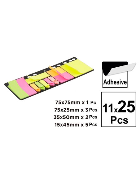 MP αυτοκόλλητα χαρτάκια σημειώσεων PN822, 11x 25τμχ, χρωματιστά