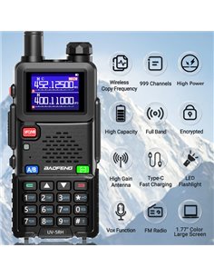 BAOFENG ασύρματος πομποδέκτης UV-5RH, VHF/UHF, 10W, μαύρος