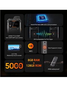 UNIWA smartphone W999, 6.3", 8/128GB , ηχείο 2W, Atex Zone 2, IP68, μαύρο