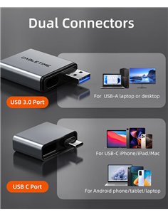 CABLETIME card reader CT-ACCD3-AG για SD & micro SD, USB 3.0, 5Gbps, γκρι
